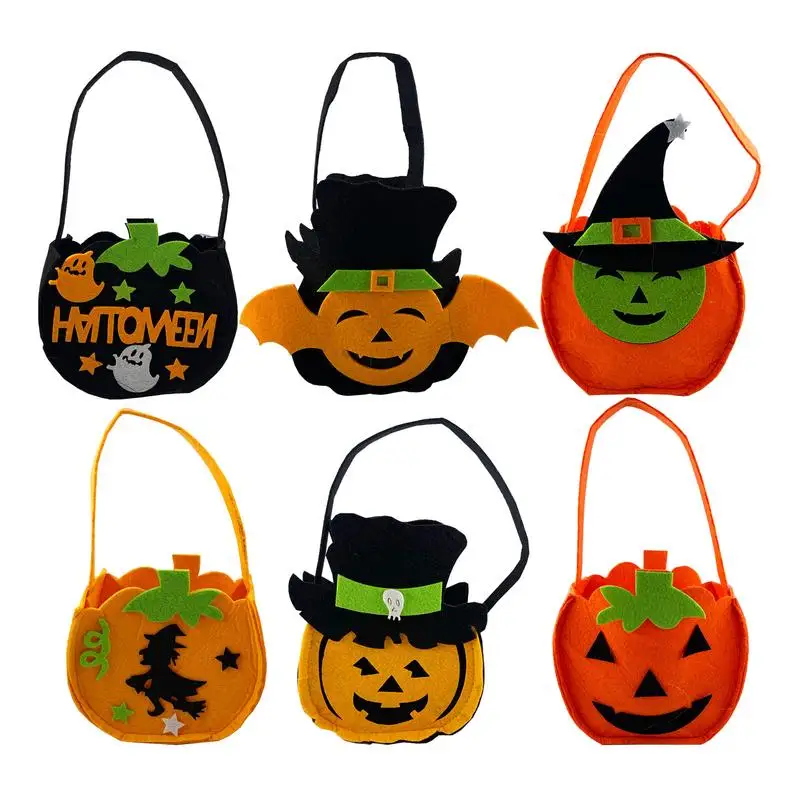 Trick Or Treat Bucket Canvas Tote Bag Per Halloween Large Halloween Ghost Goody Bag Pumpkin Candy Basket For Kids