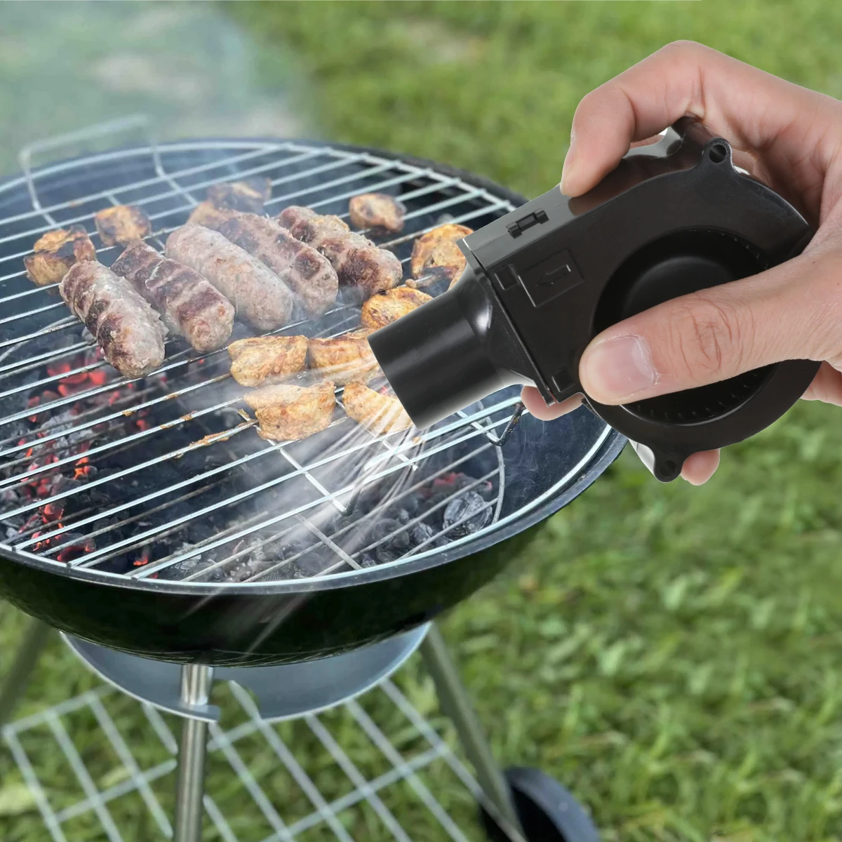 220V BBQ Fan Blast Engine Air Collecting Adjustable Speed Cooking Tool Handheld Barbecue Blower Camping