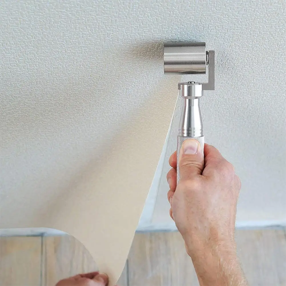 벽지 간격 DIY 벽지 이음매 롤링 도구 핸드 메탈 도구 플랫 휠 롤러용 벽지 플랫 압력 스틸 롤러