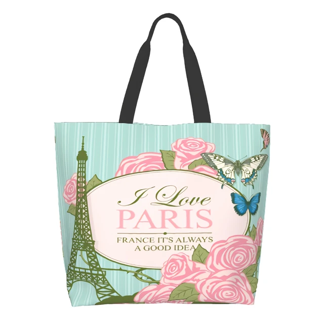 Paris Eiffel Tower Small Canvas Tote Bag, French Souvenir Gift