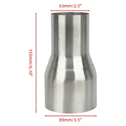 Universal Stainless Steel Exhaust Reducer Connector Pipe Adapter (63x89mm)