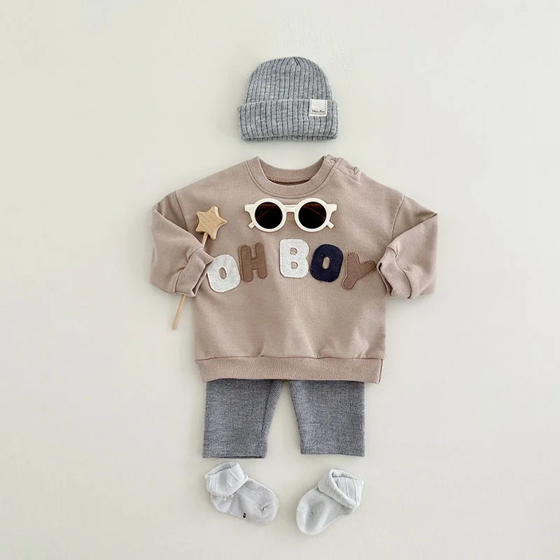 Baby Hoodies Set Letter Tracksuit Toddler Pullover Pants