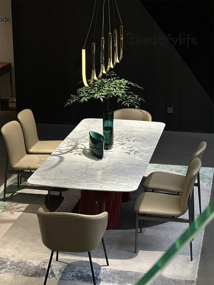 

Natural Marble Dining-Table Italian Home Minimalist Ice Jade Dining Table