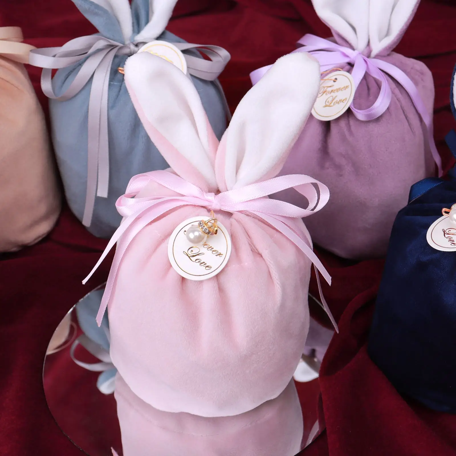 Velvet Easter Bags Bunny Gift Packing Bags Rabbit Candy Bags Wedding Birthday Party Decoration Jewelry Organizer 2022 Easter