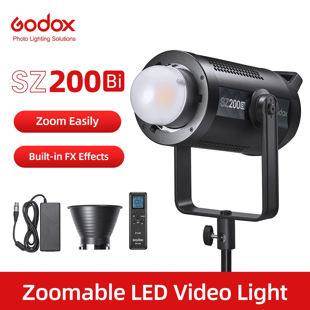 Godox 틱톡 유튜브 사진 스튜디오용 이색 LED 비디오 조명, SZ200Bi, 200W, 2800-6500K