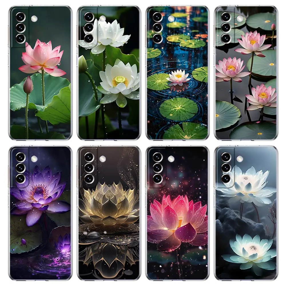 Luxurious Clear Soft Phone Case with Lotus Flower Design