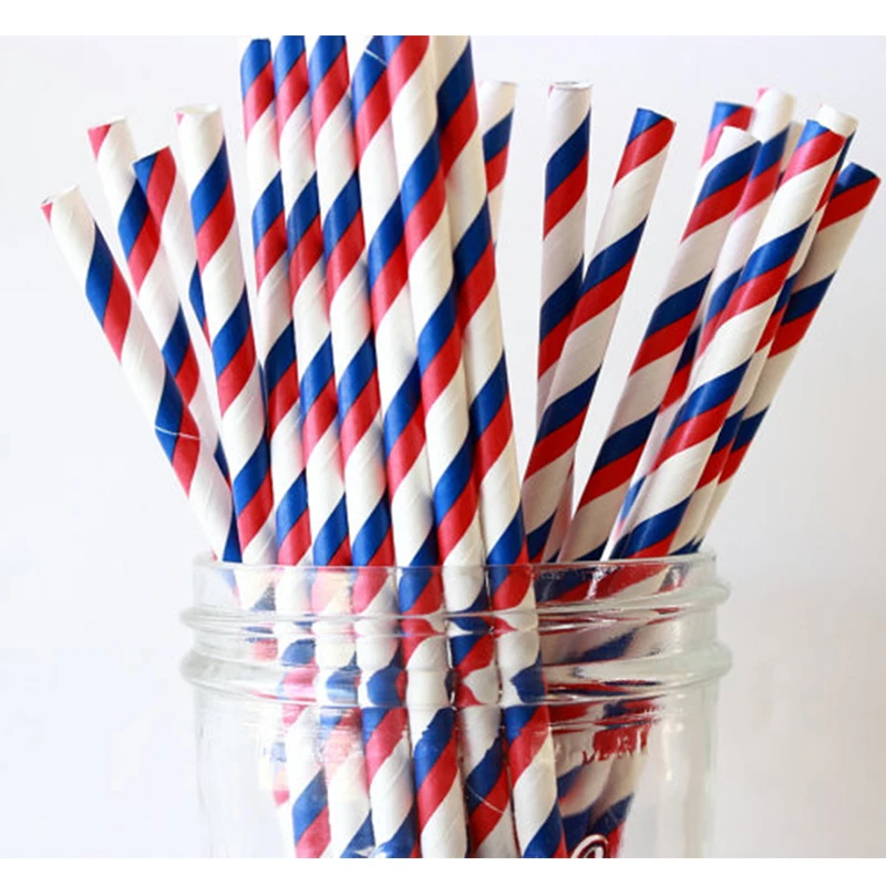 Eco-Friendly Rainbow Striped Paper Straws