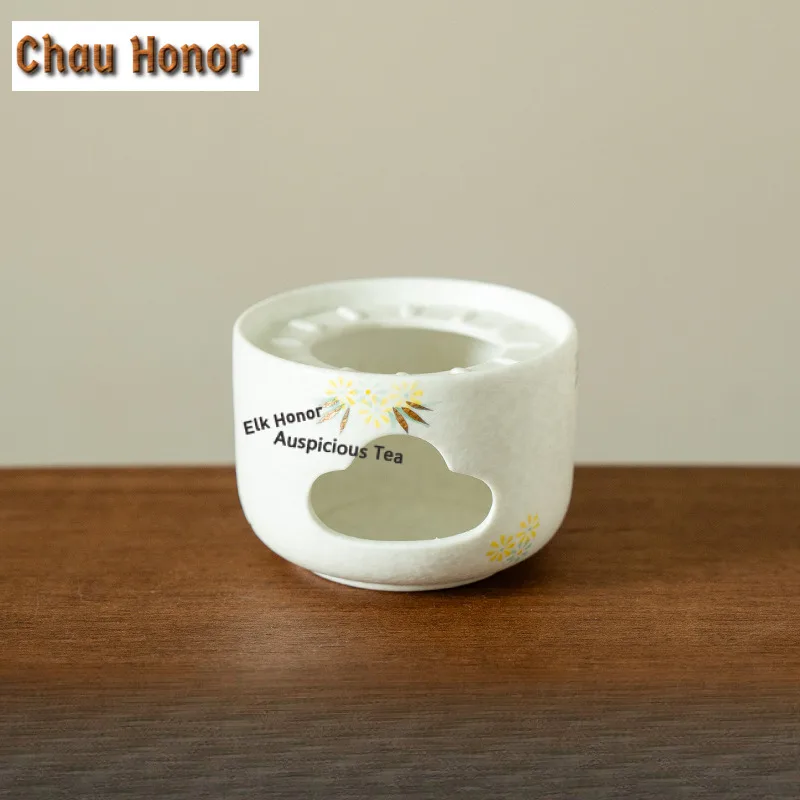 Hand-drawn Little Daisy Tea Warmer Holder Zen Pot Stand Candle Heater Stove Kettle Stand Boiling Water Carbon Furnace Tableware