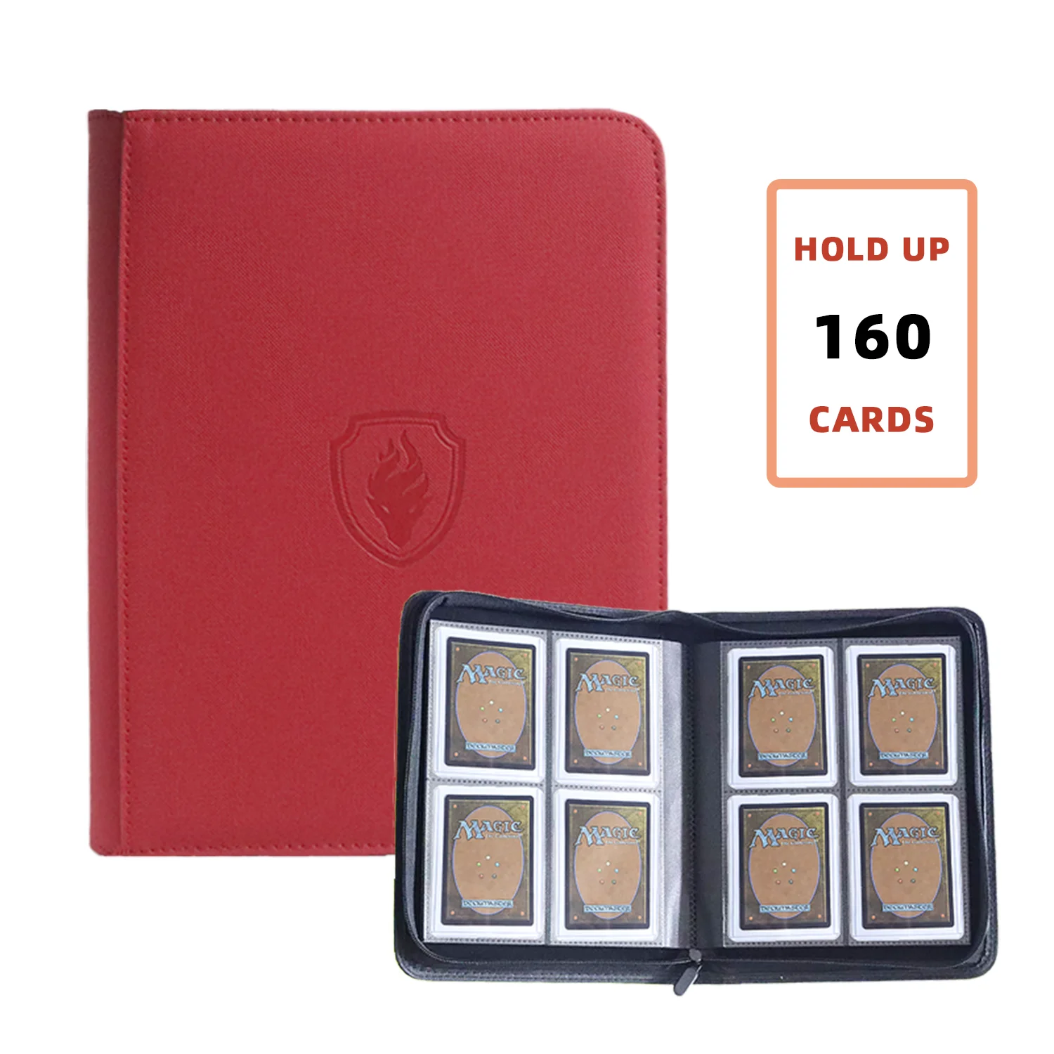 Premium PU Leather Trading Card Binder with 4-Pocket Double-Sided Album - Holds 160 Cards