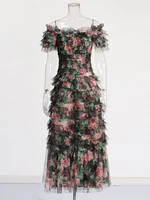 TWOTWINSTYLE-ضرب اللون فساتين الطباعة للنساء ، مائل الرقبة ، قصيرة الأكمام ، عالية الخصر ، أنيقة خط اللباس ، الإناث ملابس الموضة 1