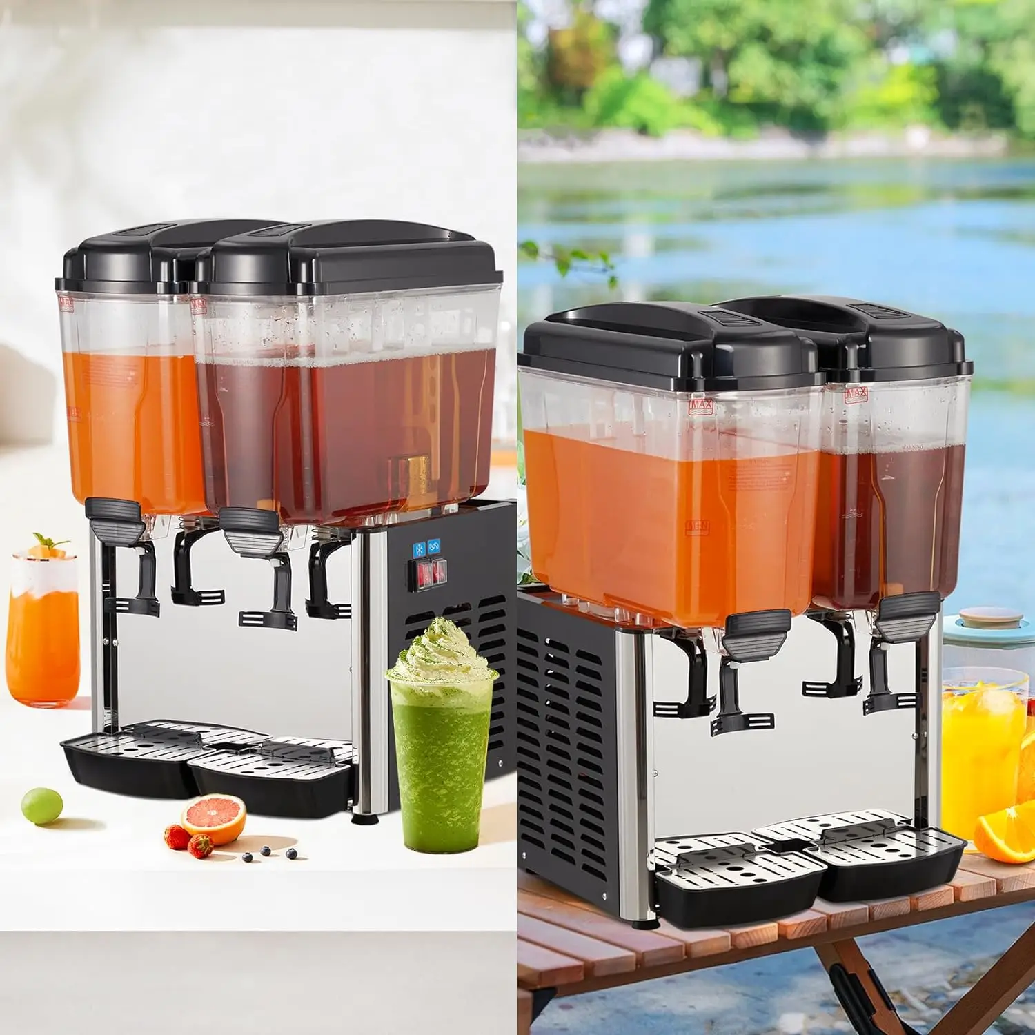 Commercial Beverage Dispenser 9.6 Gal Drink Dispenser,Food Grade Material Stainless Steel Slushy Machine Thermostat Controller 6