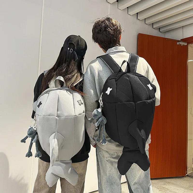Creative Cartoon Unisex Shark Personality Funny Trendy Ins Student Backpack Large Capacity Casual School Bag 1