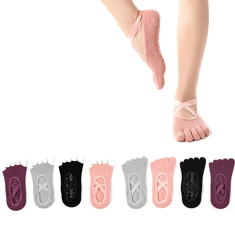 

New Bandage All Finger Combed Cotton Yoga Socks Women's Five Finger Floor Sports Yoga Professional Non Slip Socks