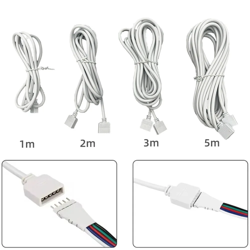 Multicolor LED Strip Extension Cable with Pin Adapter - Various Lengths and Connector Options