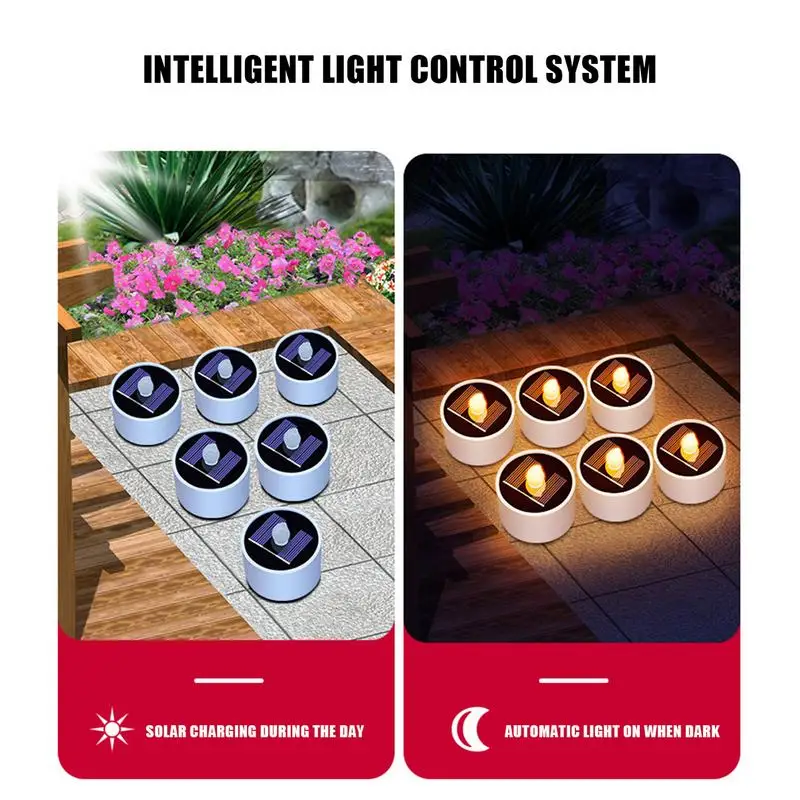 Solar Power Flameless LED Tea Light Decorative Candles LED Candles Flameless Candles Candle Lights for Outdoor Garden Decor