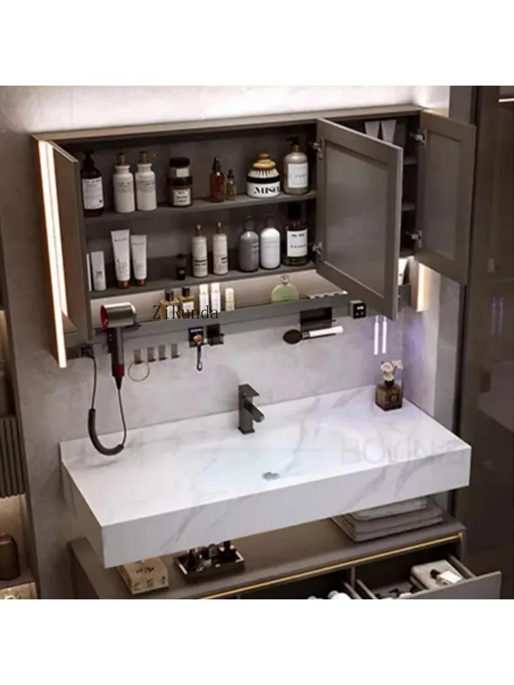 Simplicity Bathroom Cabinet Wall-mounted Design Vanity with Sink Mirror Cabinet Fashion Home Furniture Mobile