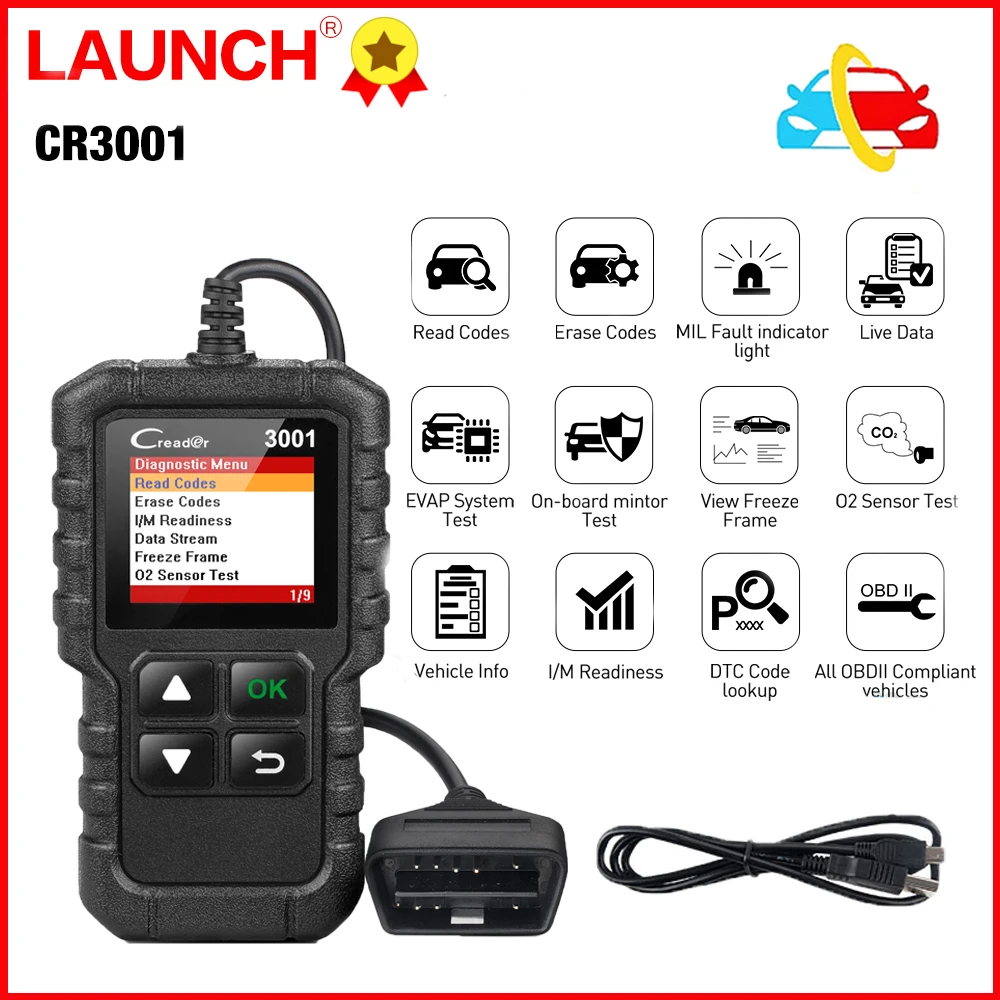 100% Original Launch X431 Cr3001 Full Obd2/eobd Car Diagnostic Tool ...