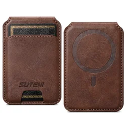 Elegant Magnetic Leather Wallet with Flip Slot Card Holder (Brown)