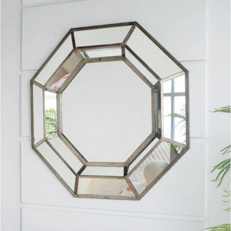 

40" X 40" Aesthetic Decorative Bathroom Mirror Irregular Vintage Make Up Wall Mirror Large Mirror For Shower Bathroom Ornaments