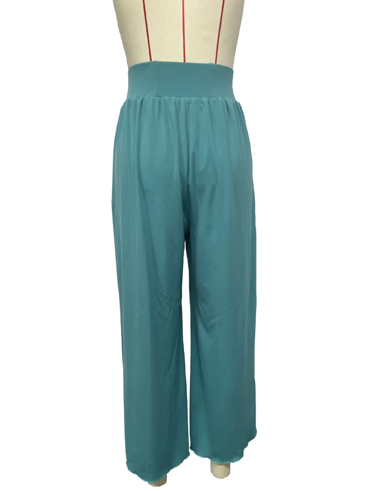 Women High Waist Wide Leg Pants Yoga Sweatpants Big Size Beach Boho High Split Trouser Loose Solid Elastic Waist Thin Pants