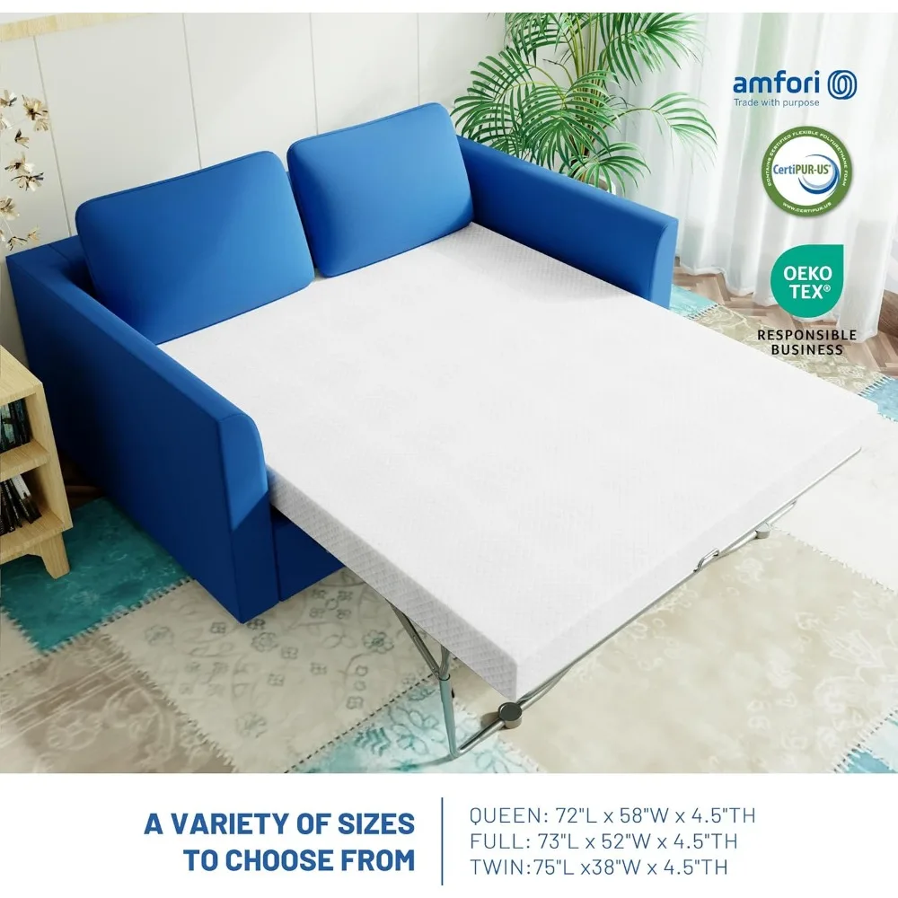 4.5 Inch Cold Gel Memory Foam Sofa Bed Mattress Replacement for Sleeper Sofa and Couch Beds Queen Size Sofa 3