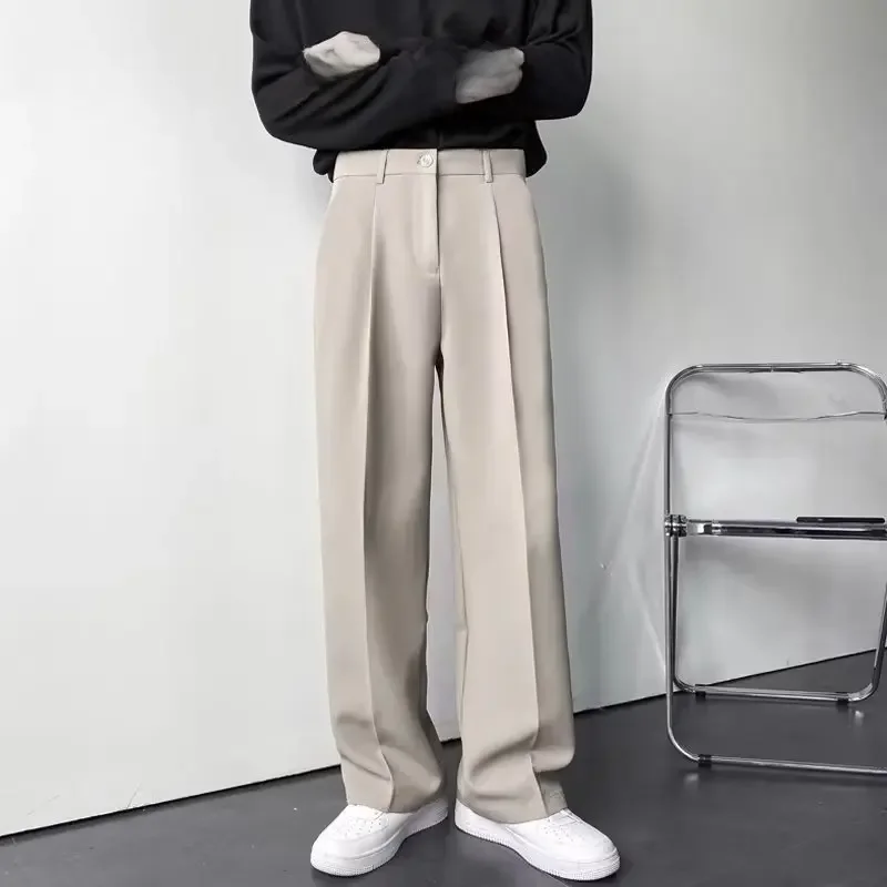 Witte losse broek met rechte pijpen voor heren Herfst-casual broek Geschikt voor casual gelegenheden Geen strijken vereist