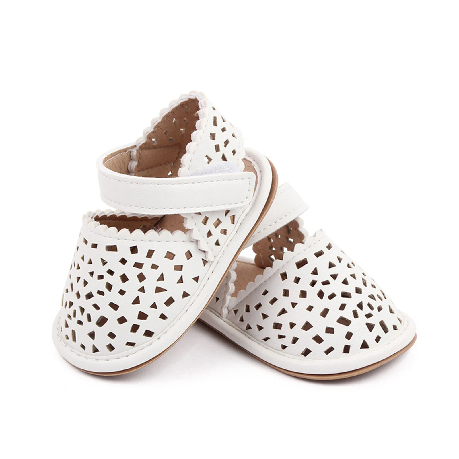 FOCUSNORM 0-18M Infant Baby Girls Boys PU Leather Sandals Shoes Non-Slip Hollow Out First Walking Soft Sole Shoes