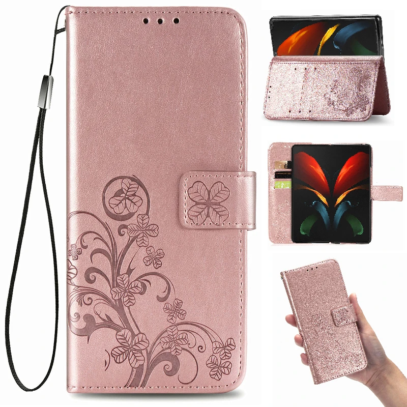 

Embossed 3D Flower Case for Samsung Galaxy Z Fold 4 Fold 3 Leather Wallet Phone Case Bag Cover