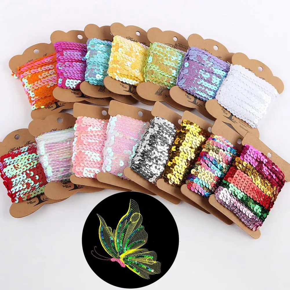 1 Roll Sequin Trim Beautiful Glossy Cuttable Round Sequins 10 Yard Sewing Crafts Sequin DIY Ribbon 15 Styles Cloth Accessory