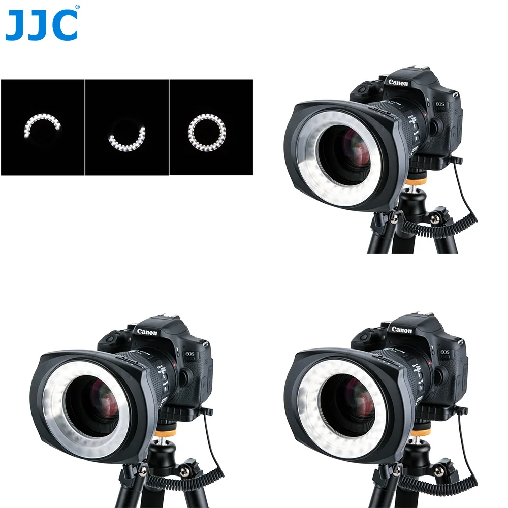 JJC 카메라 LED 플래시 매크로 클로즈업 LED 플래시 링 램프, 스피드 라이트 매크로 링 라이트 캐논 니콘 올림푸스 스텝 링 포함