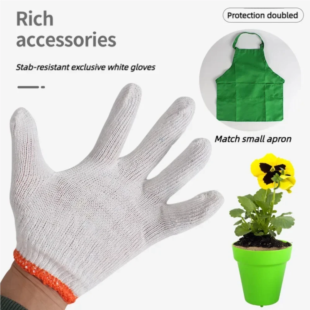 WizKidz Kids Gardening Tool Set with Wheelbarrow Watering Can Gloves Rake Shovel Trowel Double Hoe Apron Boys Girls Outdoor Toys 4