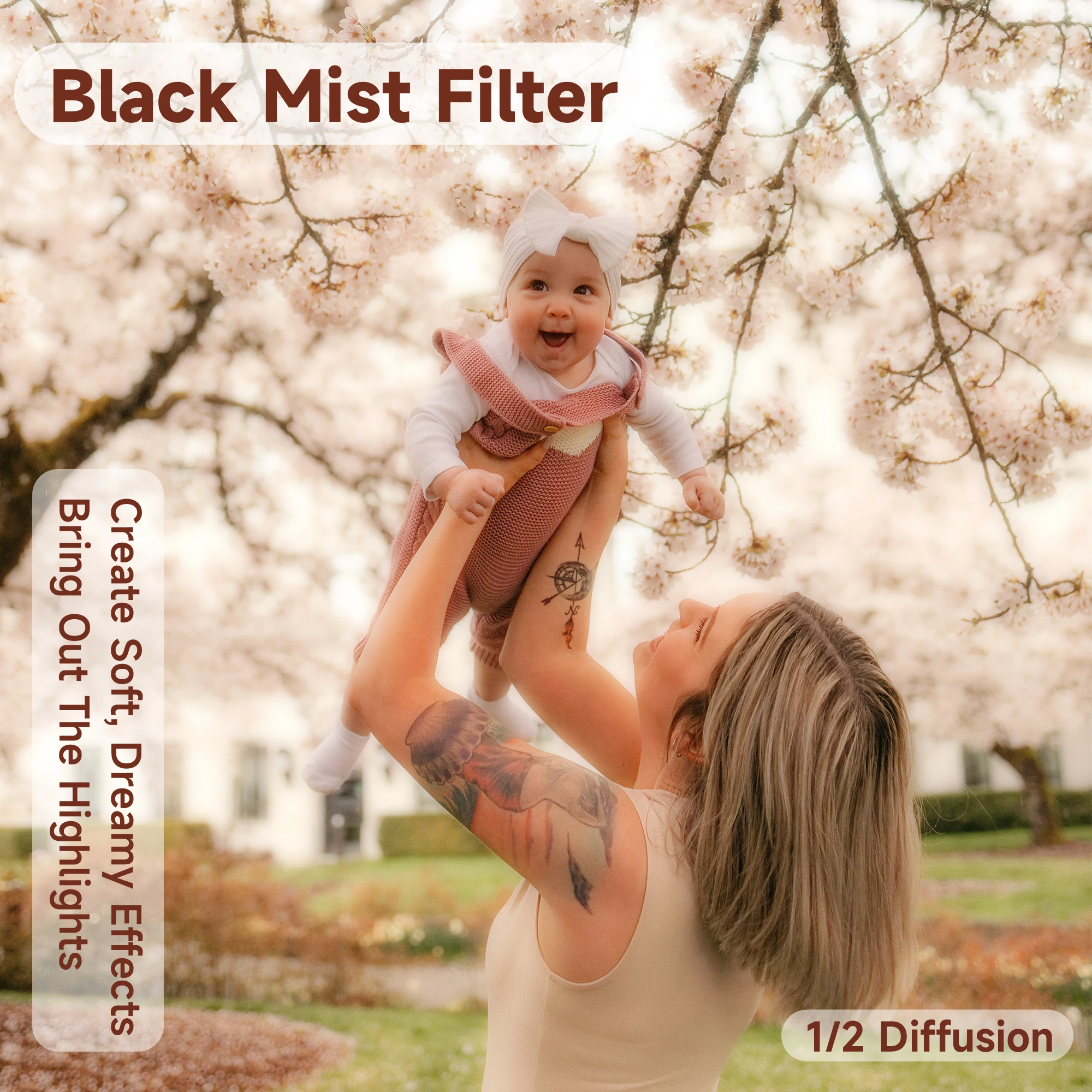 Walkingway Pro Mist Black Diffuser Filter 1/2 1/4 1/8 Cinematic Effect Filter for Vlog/Video/Portrait with 28 Multi-Layer Coated 2