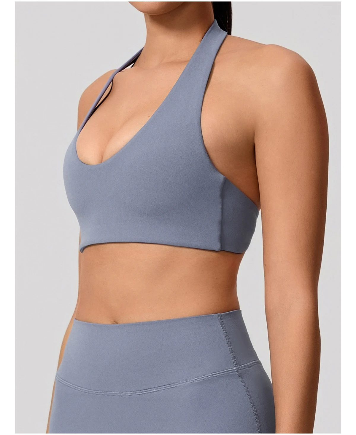 Sommer Damen Neckholder Gepolsterter Sport-BH Stoßdämpfend Rückenfreies Top für Outdoor-Laufen Fitness Crop Top Damen – Detail 12
