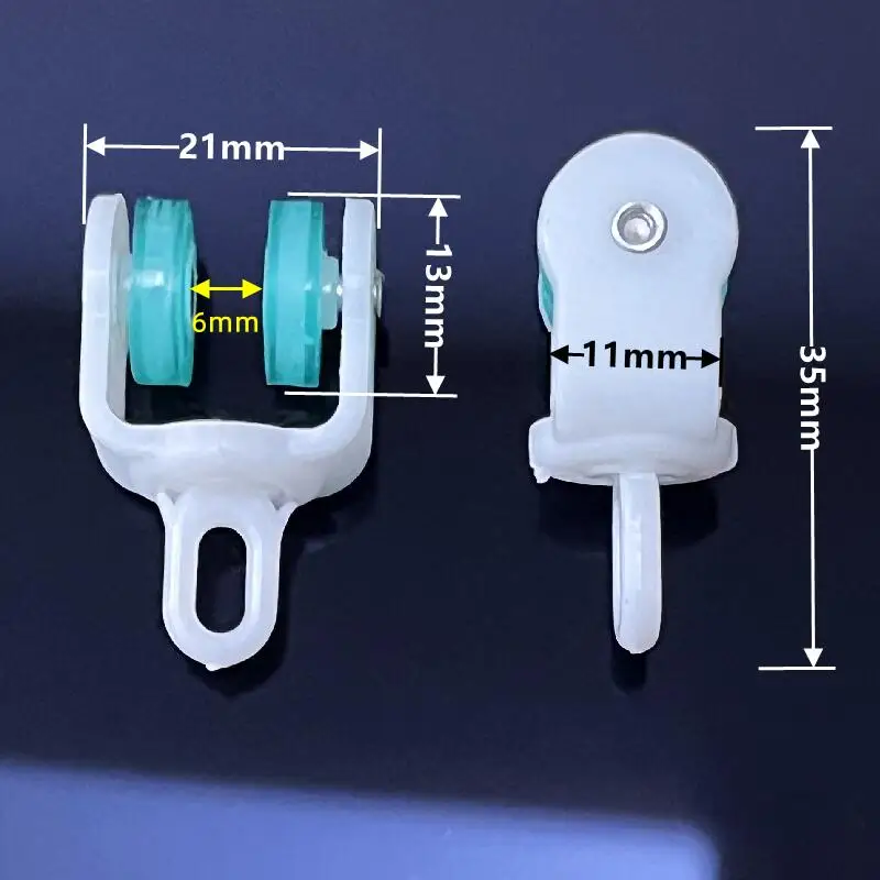 Description Picture 2 of item10pcs Plastic Curtain Track Accessories Sliding Wheel Roller Old-fashioned Guide Rail Hook Ring Sliding Rail Walking Wheel