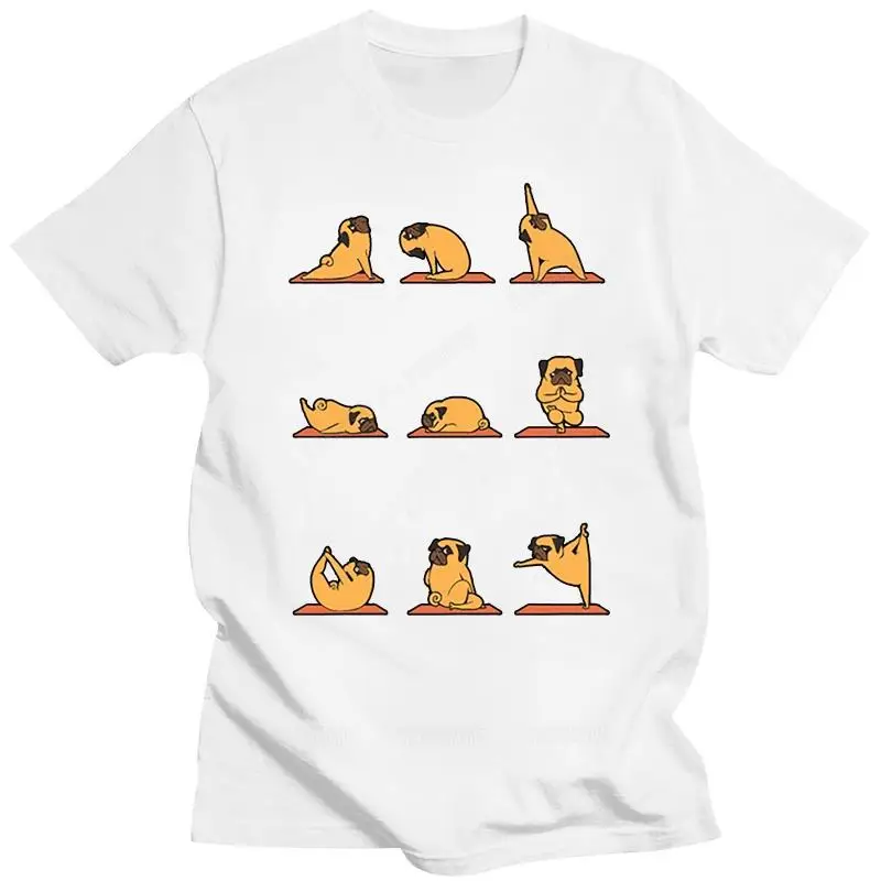

Men's Pug Yoga t shirt Customized tee shirt Crew Neck homme Fitness Comical Spring Autumn Family shirt cool short sleeve