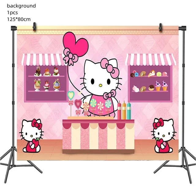 thumbnail image 1 of Decoraciones para baby shower de Hello Kitty Cat en color rosa Globos para el quinto cumpleaños de niñas Platos de papel Vajilla desechable Suministros para fiestas, 1 of 5