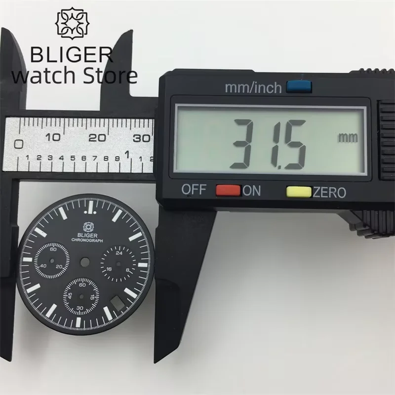 BLIGER Vk63 Chronograph Dial 31.5mm Green Luminous Watch Dial Suitable For Vk63 movement watch accessories