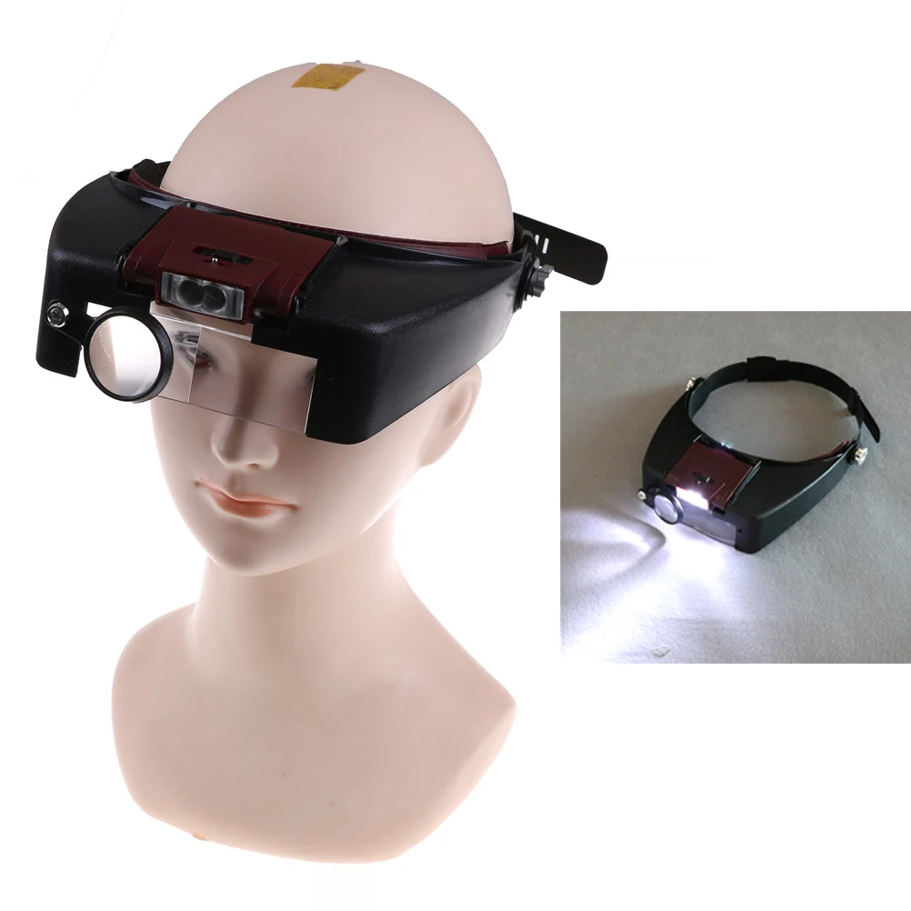 

1PC Magnifier Head Magnifying Glass Lens Loupe with LED Light for Handcraft / Repairing2LED Light Headset
