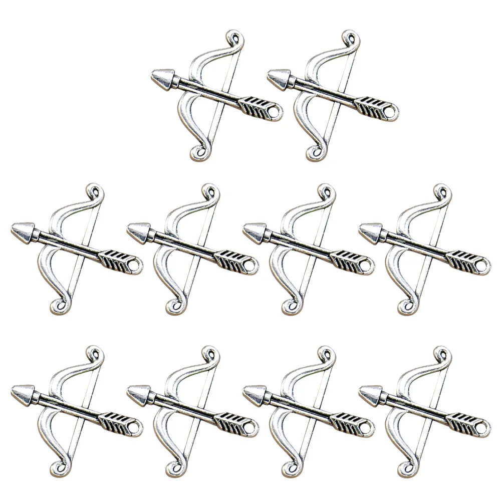20개 활과 화살 목걸이 벌크 참 합금 펜던트 가방 DIY 목걸이 황동 커넥터