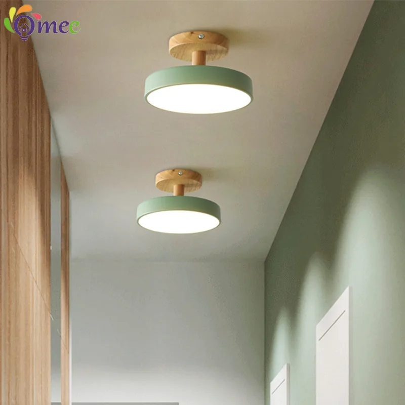 Wooden Ceiling Light Modern Chandelier High Brightness Porch Entrance Lamp Energy Saving Ceiling Lamp for Living Room Bedroom