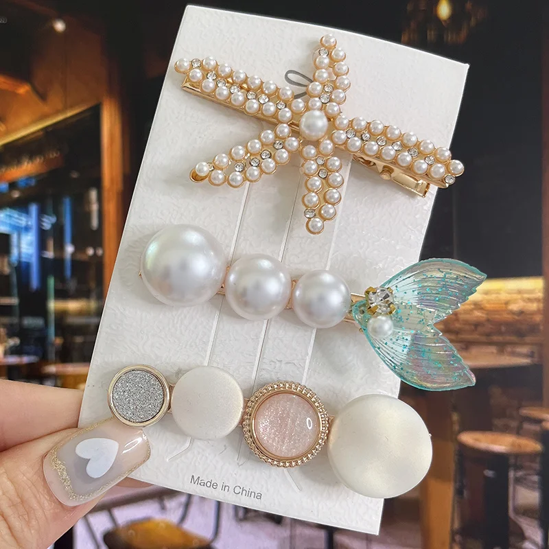 Perlen-Haarspangen-Set für Frauen, Acryl-Blume, geometrische Haarspangen, Haarklammer, Haar-Accessoires, Mädchen-Schmuck, modische Haarnadeln – Detail 16