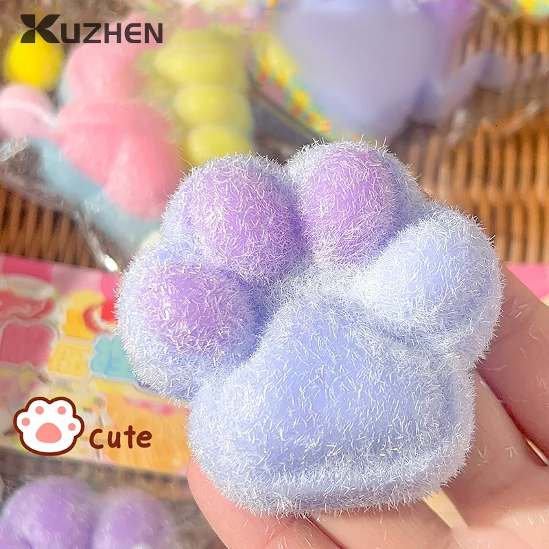 Mochi Taba Cat Paw With Flocking New Fidget Toy Kawaii Plush TPR Cat Paw Soft Relief Relax Toys