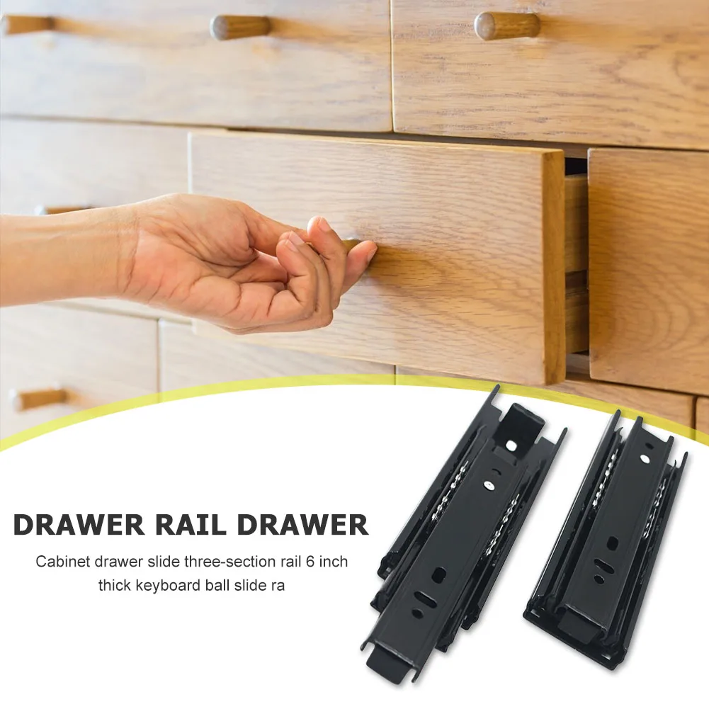 Compact 2-Piece Telescopic Drawer Rail Set for Cabinets and Furniture