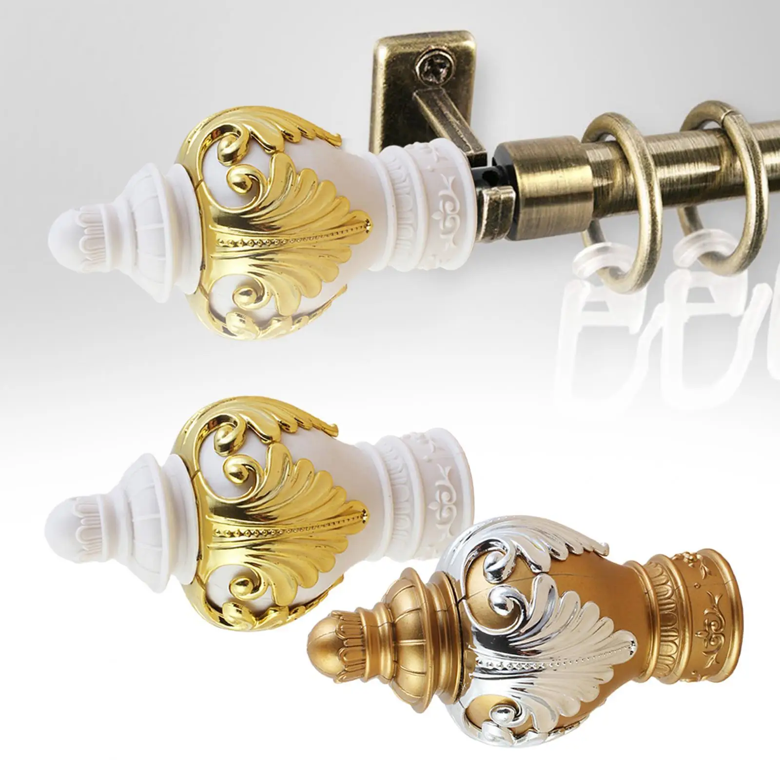 Curtain Rod End Caps Curtain Accessories Drape Rod Finials Curtain Finials for Home Living Room Bedroom Bathroom Decoration