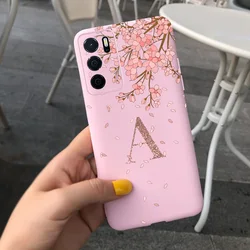 Stylish Soft Silicone Phone Back Cover - Slim, Shockproof Bumper with Letter Design for OPPO A16 (PINK - A)