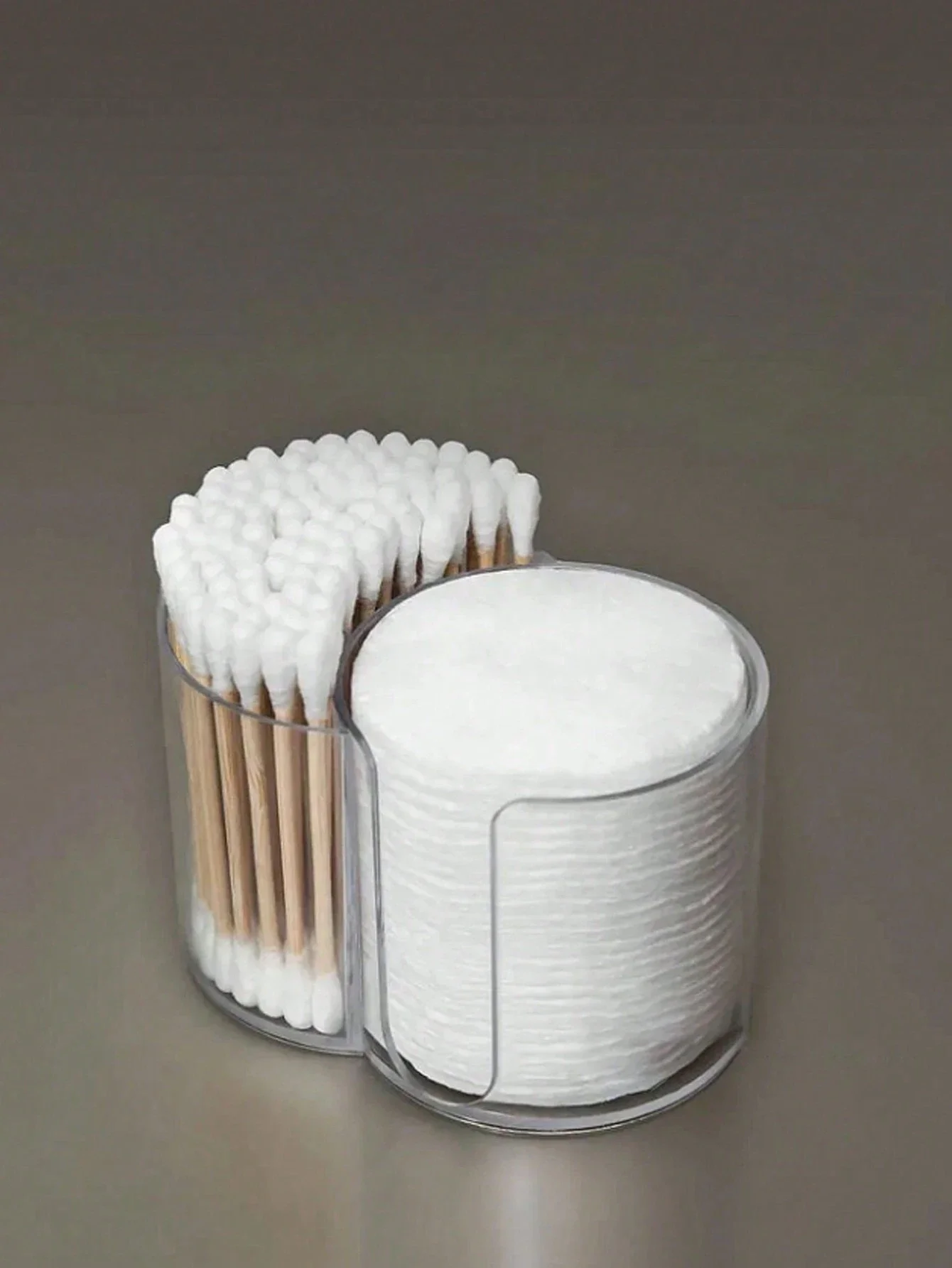 2in1 Acrylic Storage Box Bathroom Jar Makeup Organizer Cotton Round Pad Holder Cotton Swab Box Qtip Holder Dispenser Organizer 5