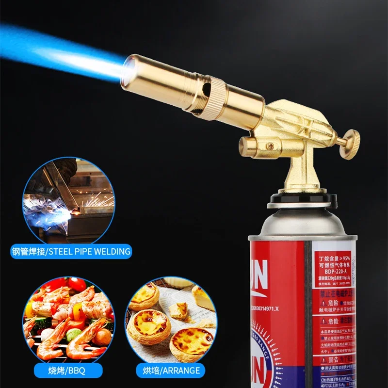 

Welding Gas Torch Copper Butane Burner Flame Gun Outdoor Camping BBQ Flamethrower Welding Equipment Kitchen Lighter Ignition