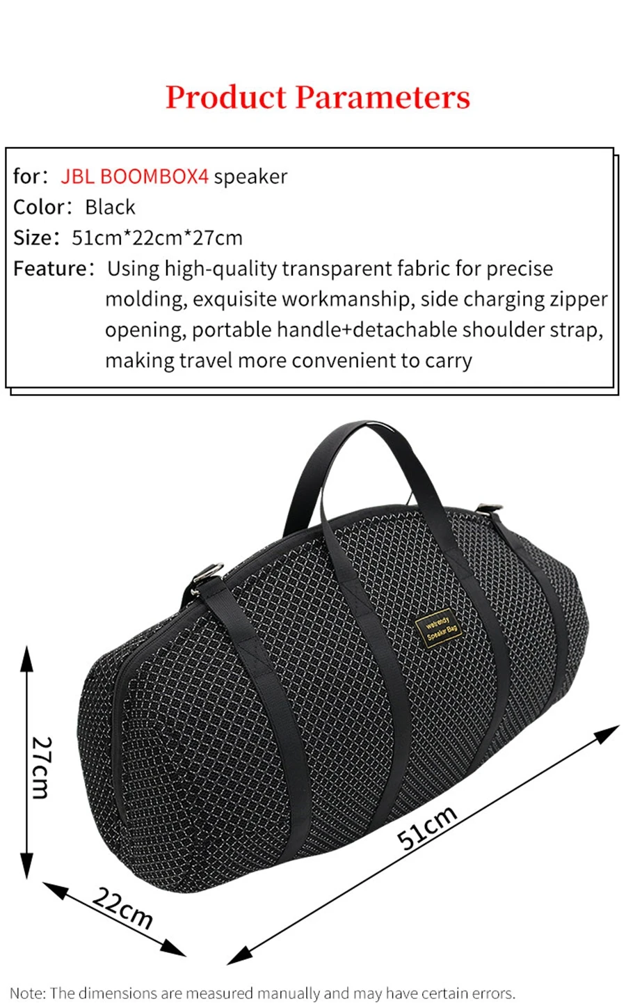 Portable Speaker Bag for JBL BOOMBOX4 Speaker Sound Permeable Bags BOOMBOX 4 Gen Transparent Box Outdoors Travel Carrying Case