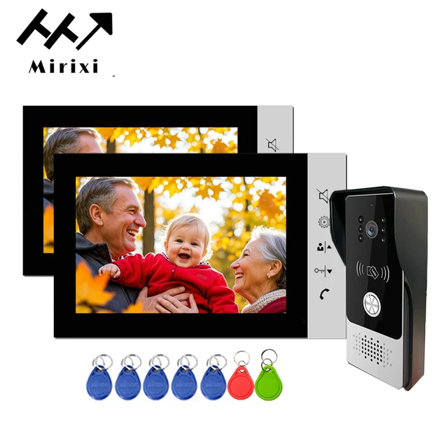 Mirixi 7 Inch Video Intercom Door Phone Doorbell with Camera RFID Unlock Wide Angle Multiple System  Door Access Control Night 1