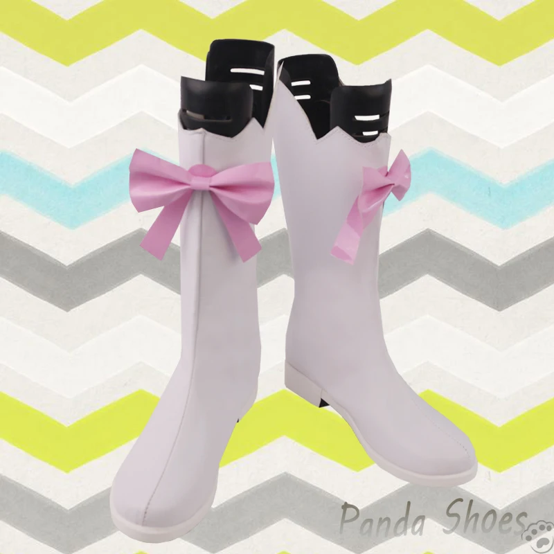 

Re Zero Rem Ram Cosplay Shoes Anime Cos Long Boots White Pink Bow Comic Rem Cosplay Costume Prop Shoes for Con Halloween Party